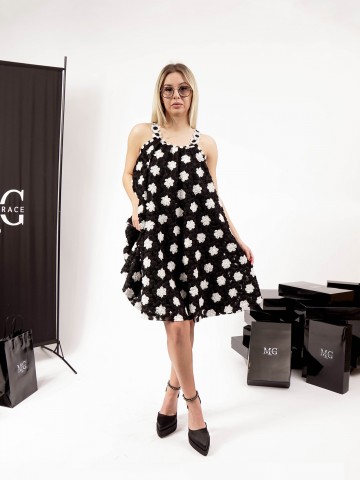 Елегантна официална разкроена 3D цветя рокля - BRIANA